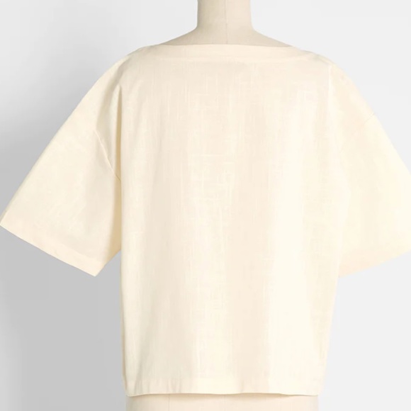 ModCloth Princess Highway Embroidered Top Short Sleeves Scoop Neck Cream Color - Picture 3 of 4